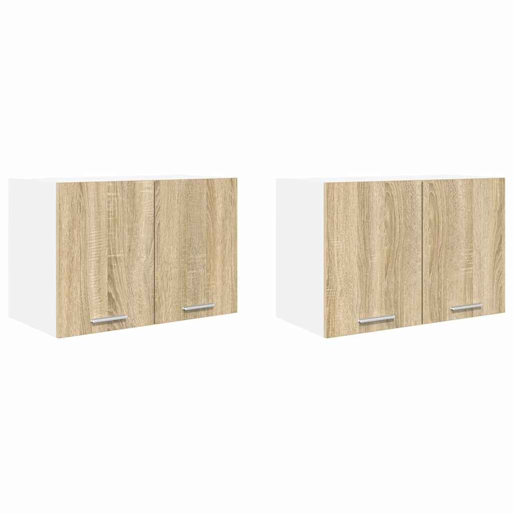 Hængeskab med dør 2 pcs Sonoma Eg og Hvid 60 x 31 x 40 cm