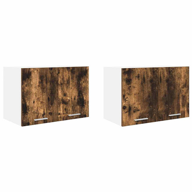 Hængeskab med opbevaring 2 pcs Røget Eg og Hvid 60 x 31 x 40 cm