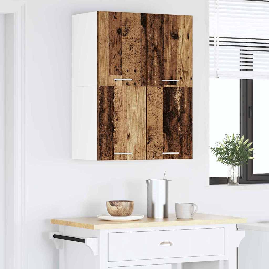Hængeskab med dør 2 pcs Gammelt træ og Hvid 60 x 31 x 40 cm