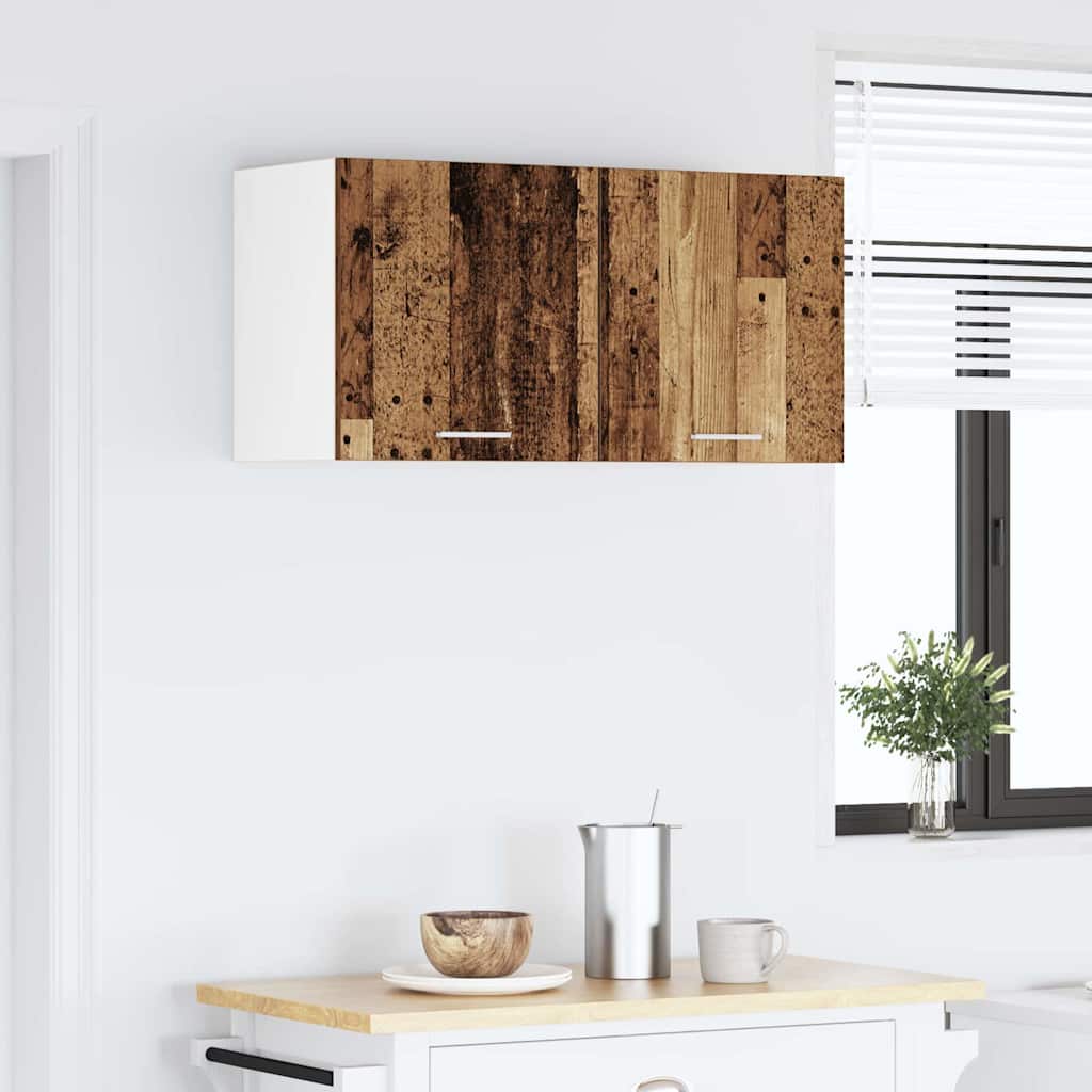 Hængeskab med dør Gammelt træ 80 x 31 x 40 cm Konstrueret træ