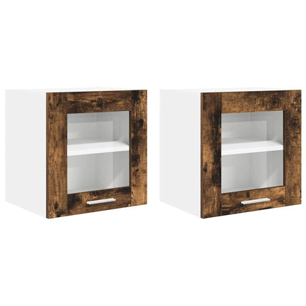 Hængeskab 2 pcs Røget eg 40 x 31 x 40 cm Konstrueret træ