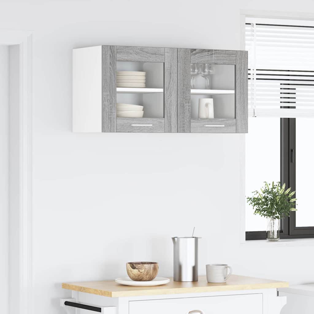 Hængeskab 2 pcs Grå Sonoma 40 x 31 x 40 cm Konstrueret træ