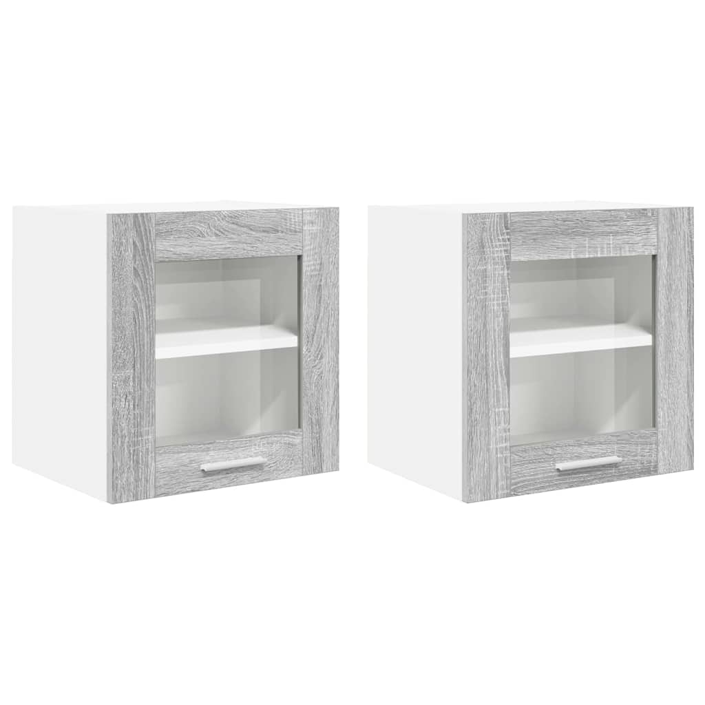 Hængeskab 2 pcs Grå Sonoma 40 x 31 x 40 cm Konstrueret træ