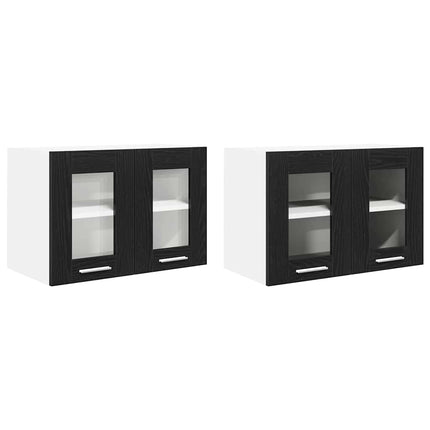 Hængeskab med dør 2 pcs Sort eg 60 x 31 x 40 cm Konstrueret træ