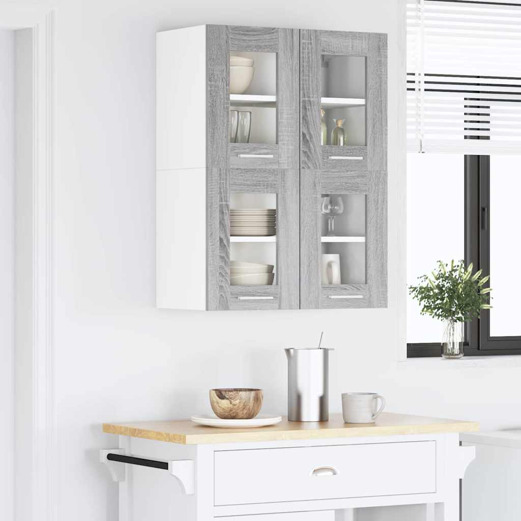 Hængeskab 2 pcs Grå Sonoma 60 x 31 x 40 cm Konstrueret træ