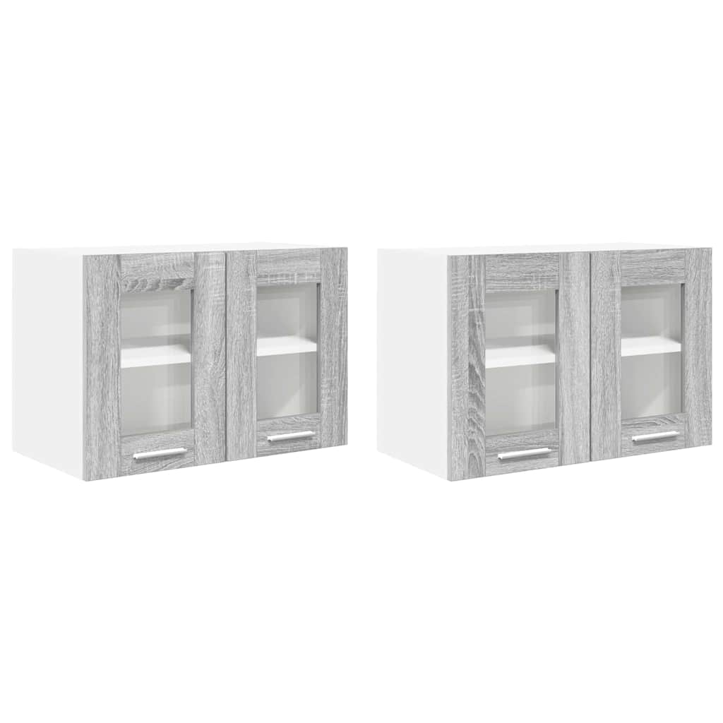 Hængeskab 2 pcs Grå Sonoma 60 x 31 x 40 cm Konstrueret træ