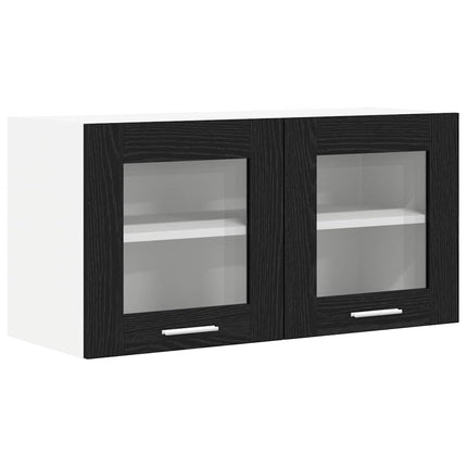 Hængeskab Sort Eg og Hvid 80 x 31 x 40 cm Konstrueret træ