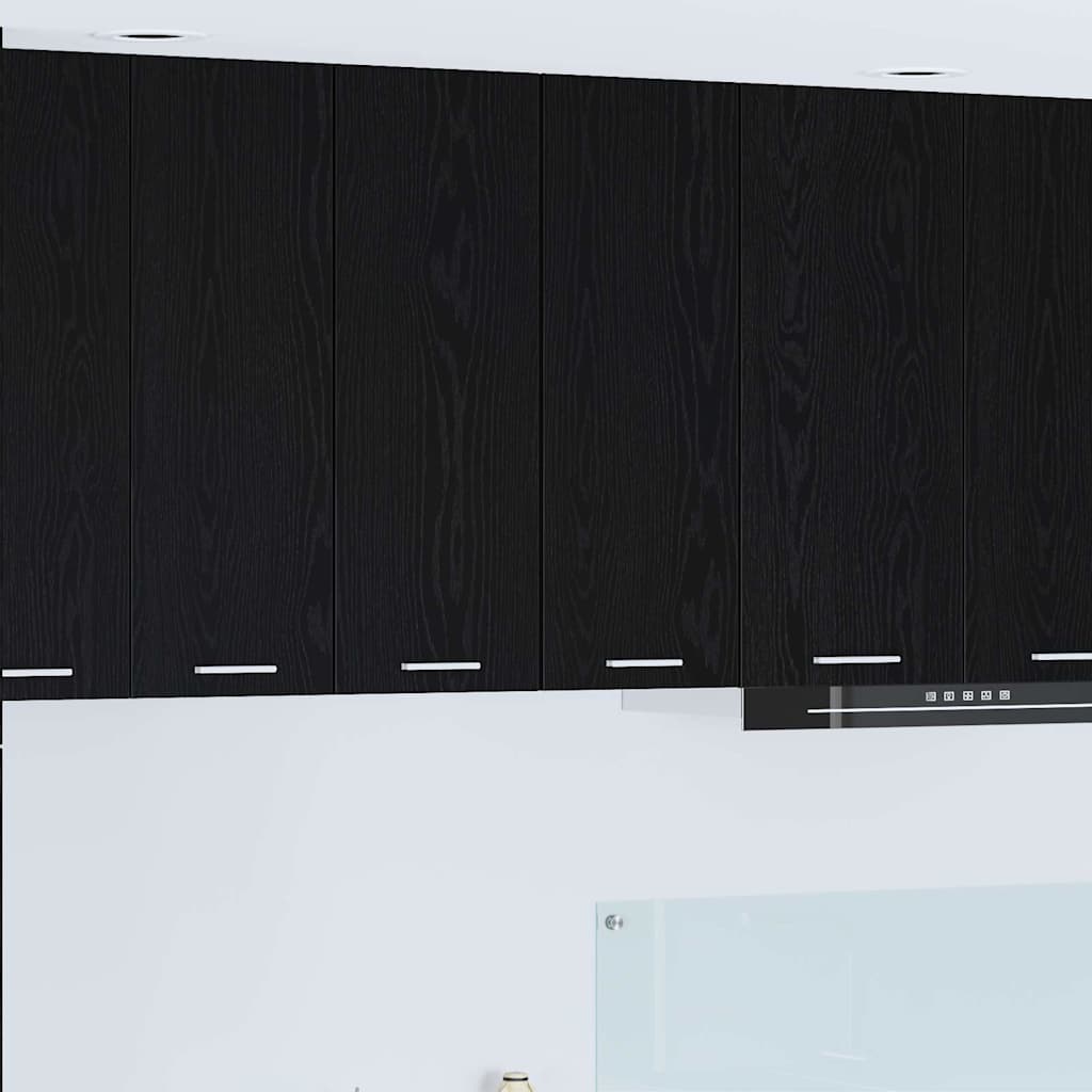 Hængeskab 2 pcs Sort Eg og Hvid 30 x 31 x 80 cm Konstrueret træ