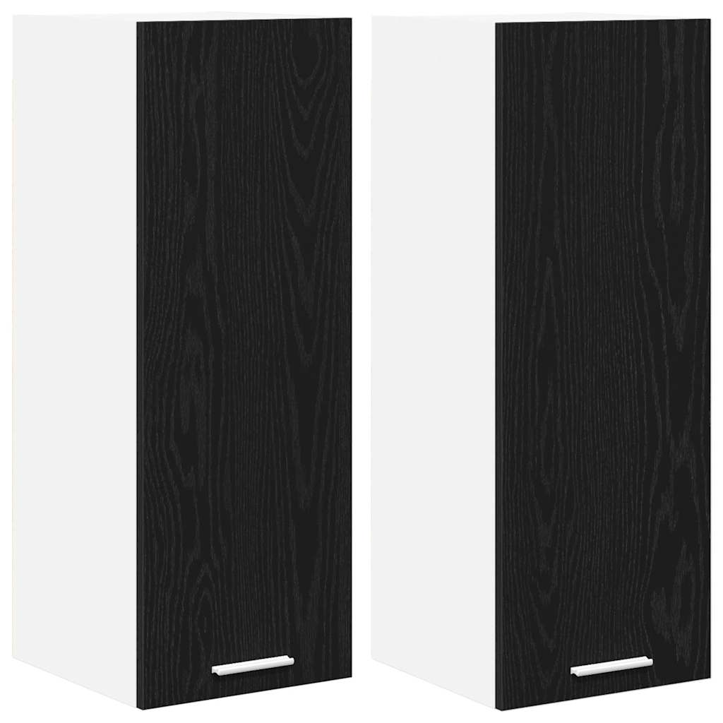 Hængeskab 2 pcs Sort Eg og Hvid 30 x 31 x 80 cm Konstrueret træ