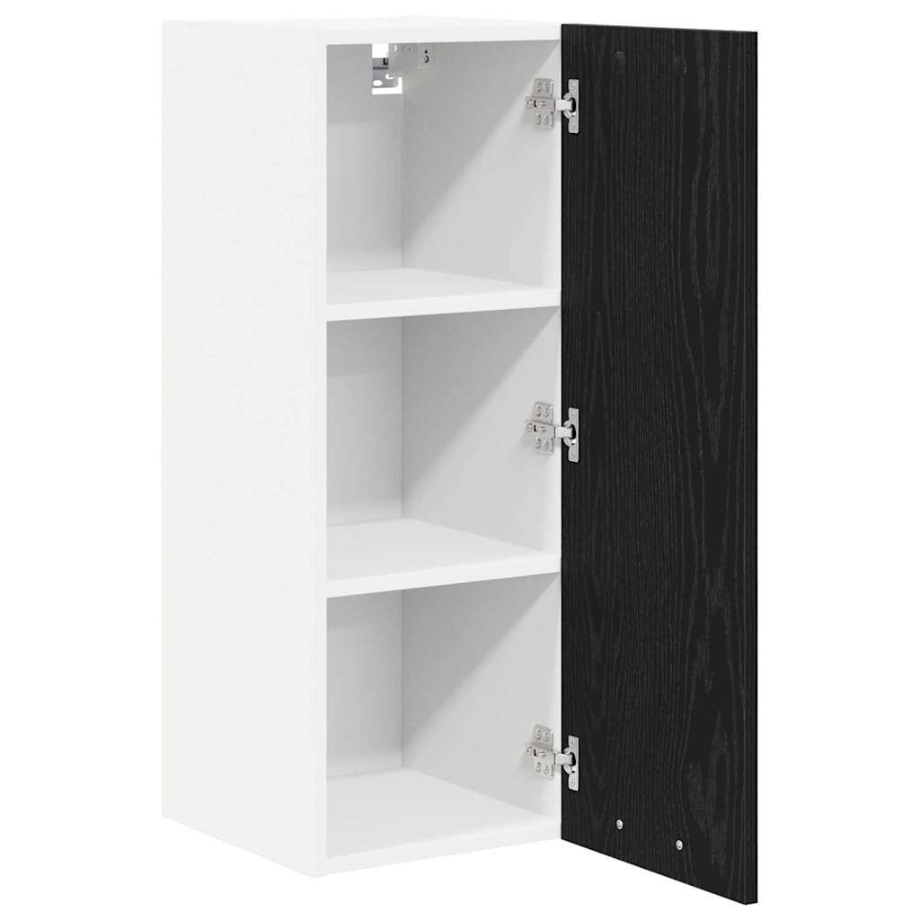 Hængeskab 2 pcs Sort Eg og Hvid 30 x 31 x 80 cm Konstrueret træ