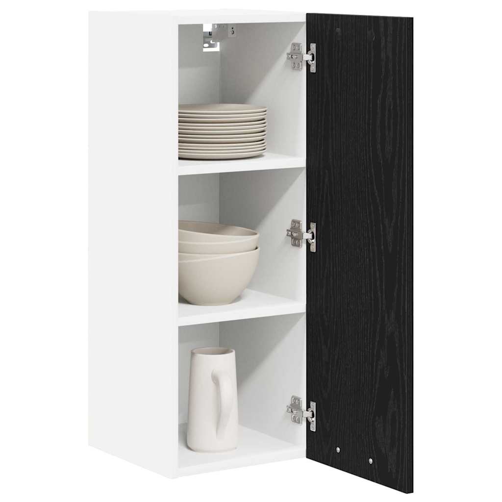 Hængeskab 2 pcs Sort Eg og Hvid 30 x 31 x 80 cm Konstrueret træ