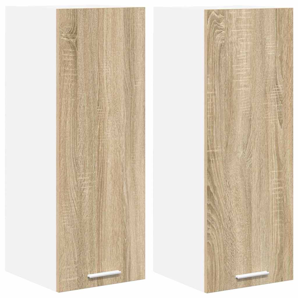 Hængeskab med dør 2 pcs Sonoma Eg og Hvid 30 x 31 x 80 cm