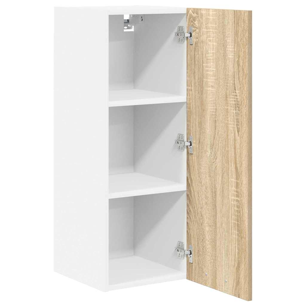 Hængeskab med dør 2 pcs Sonoma Eg og Hvid 30 x 31 x 80 cm