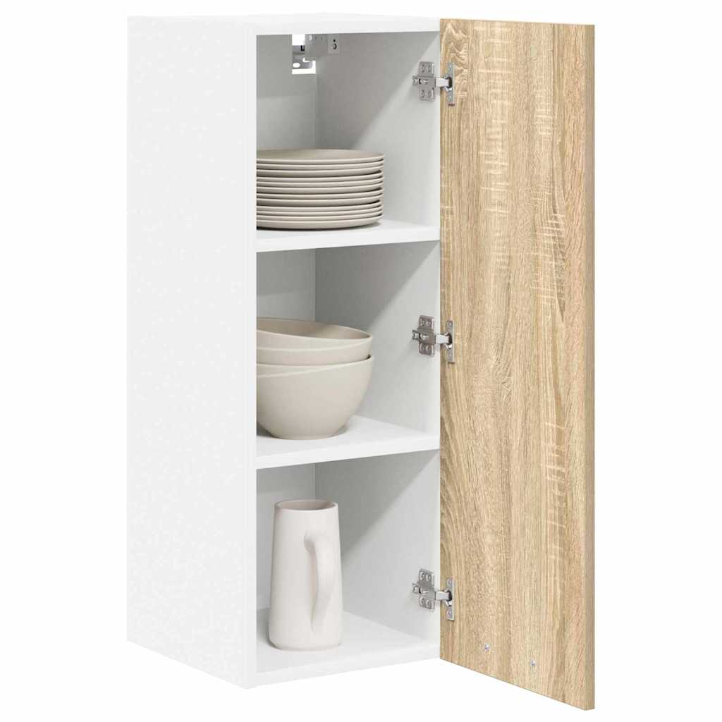 Hængeskab med dør 2 pcs Sonoma Eg og Hvid 30 x 31 x 80 cm