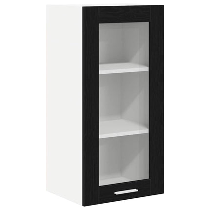 Hængeskab med dør 2 pcs Sort eg 40 x 31 x 80 cm Konstrueret træ