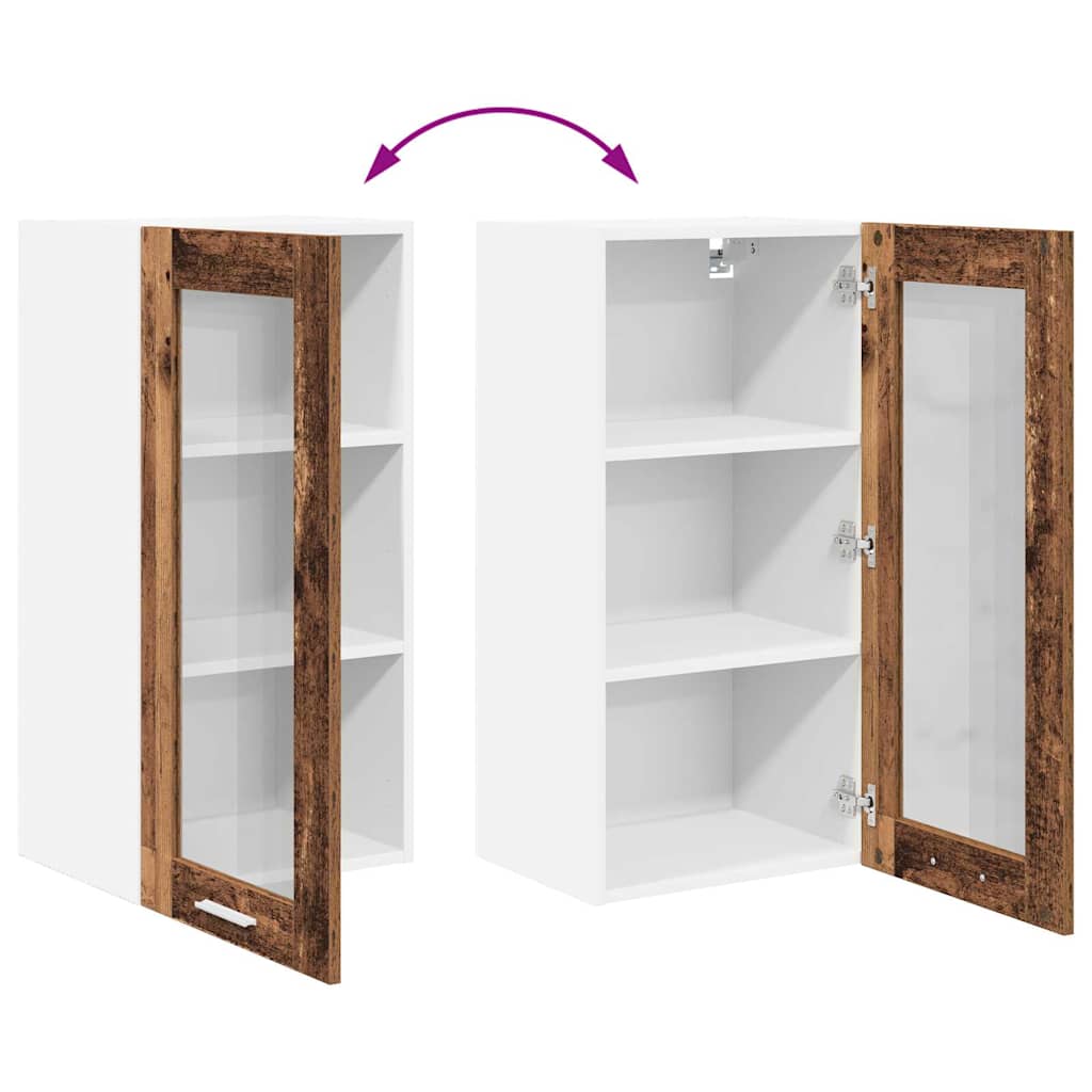 Hængeskab med dør Gammelt træ 40 x 31 x 80 cm Konstrueret træ