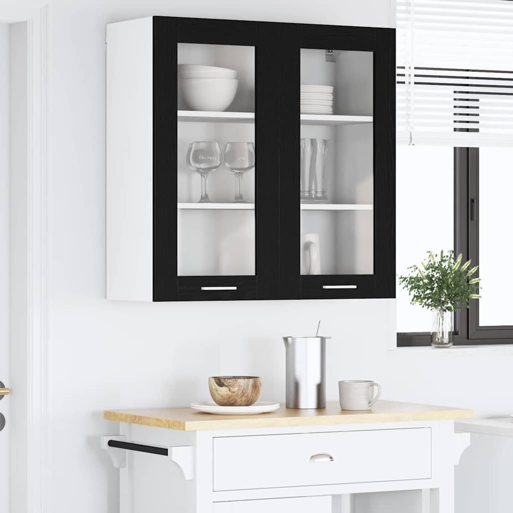 Hængeskab med dør Sort eg 80 x 31 x 80 cm Konstrueret træ
