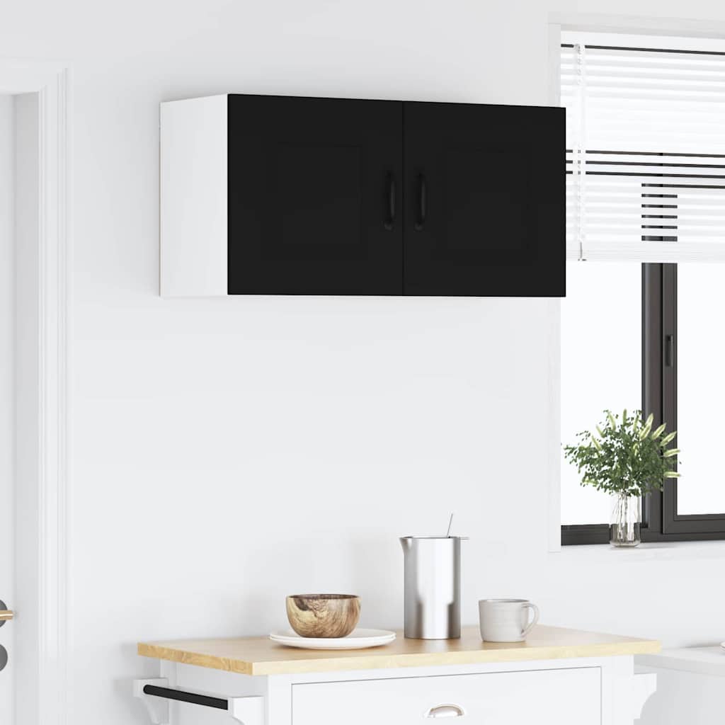 Vægskab til køkken med dør Sort 80 x 31 x 40 cm Konstrueret træ