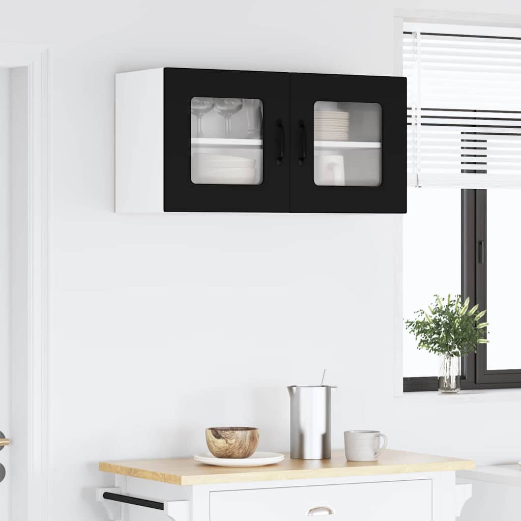 Vægskab til køkken med dør Sort 80 x 31 x 40 cm Konstrueret træ