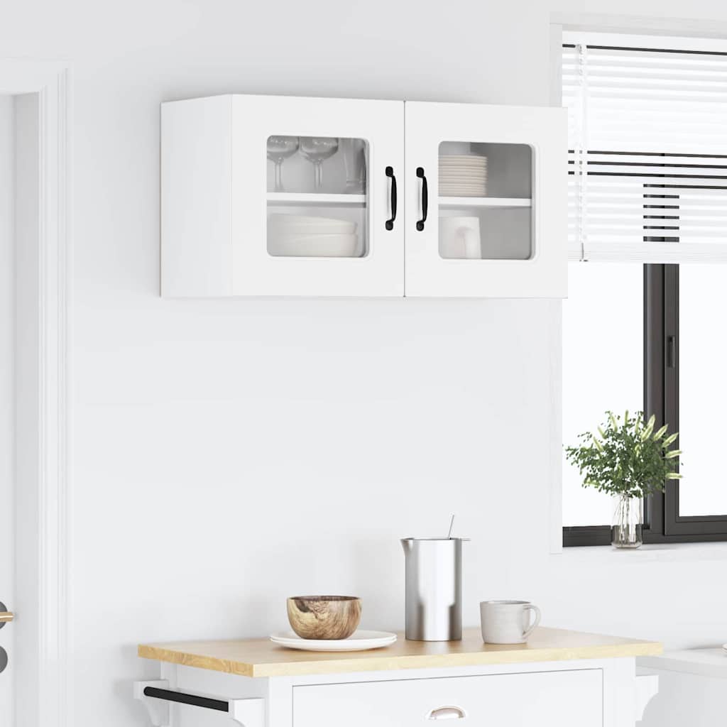 Vægskab til køkken med hylde Høj gloss hvid 80 x 31 x 40 cm