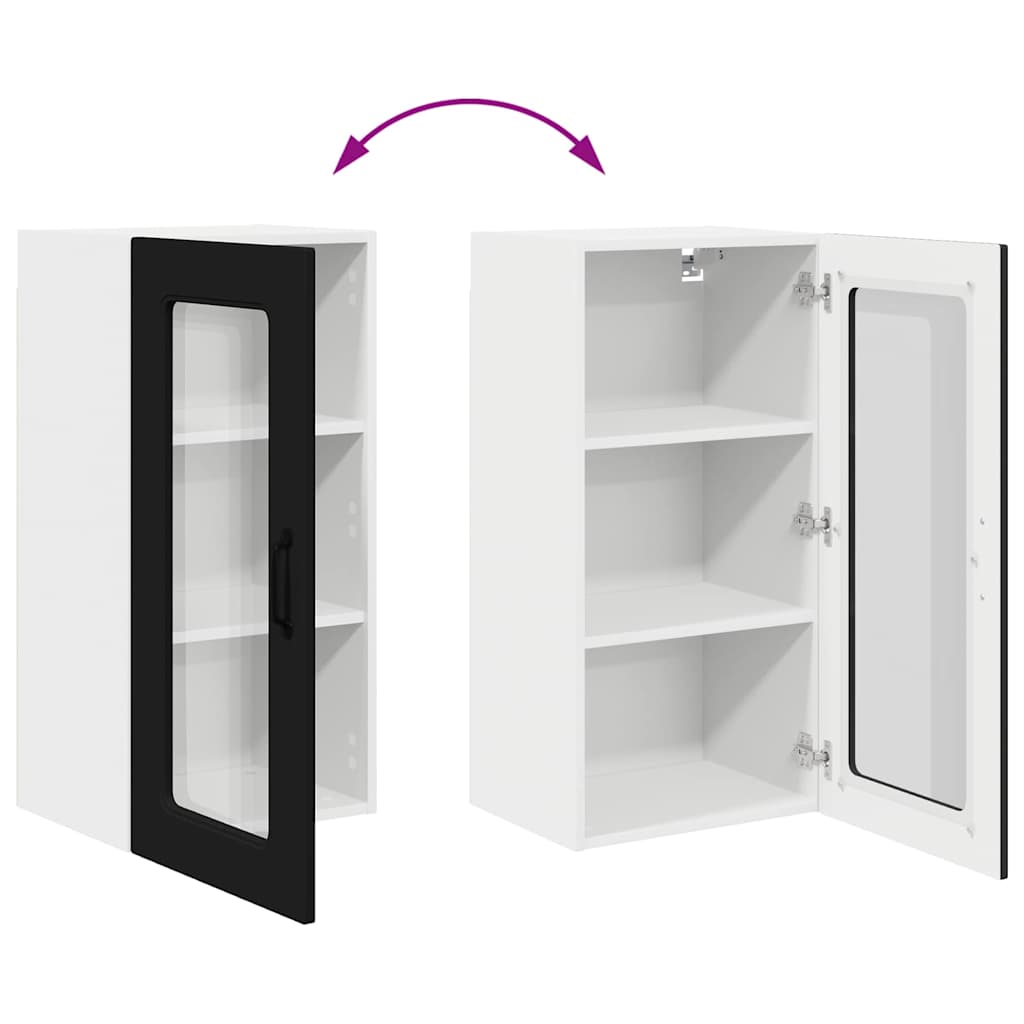 Vægskab til køkken med dør Sort 40 x 31 x 80 cm Konstrueret træ