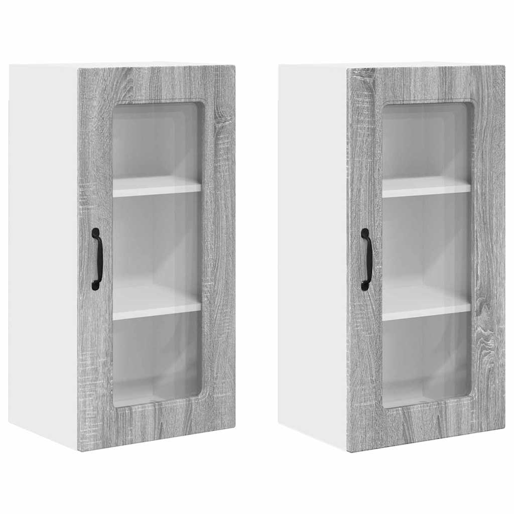 Vægskab til køkken med hylde 2 pcs Grå Sonoma 40 x 31 x 80 cm