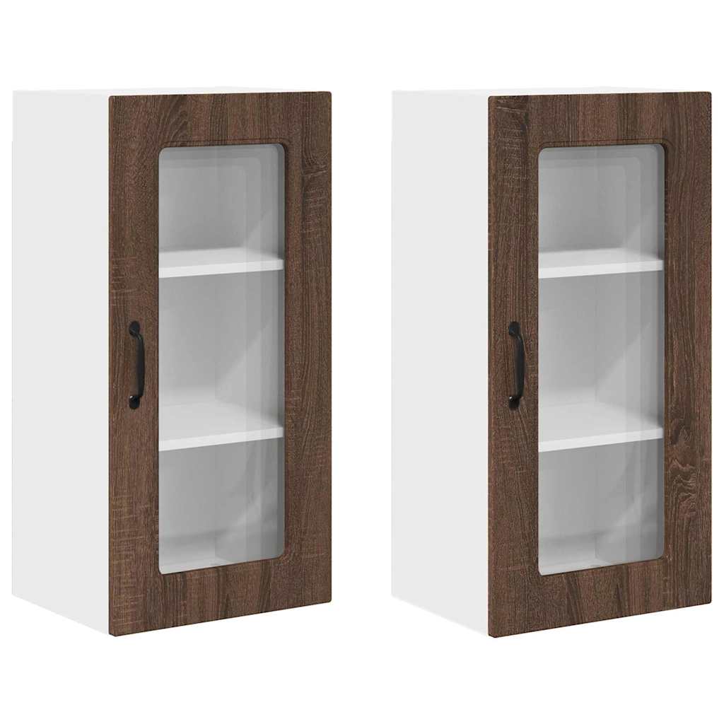 Vægskab til køkken med hylde 2 pcs Brun eg 40 x 31 x 80 cm