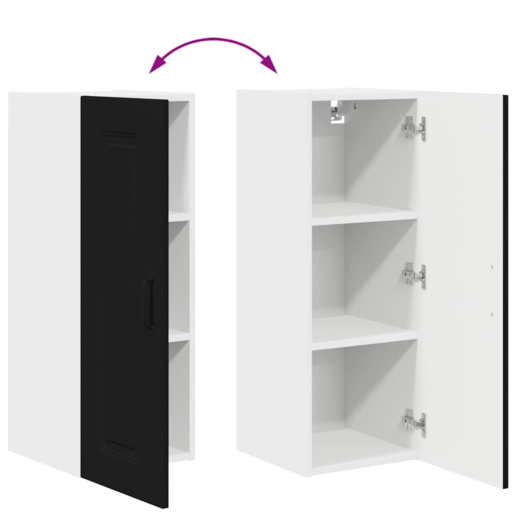 Vægskab til køkken med dør Sort 30 x 31 x 80 cm Konstrueret træ