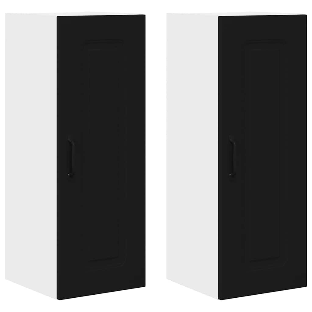 Vægskab til køkken 2 pcs Sort 30 x 31 x 80 cm Konstrueret træ
