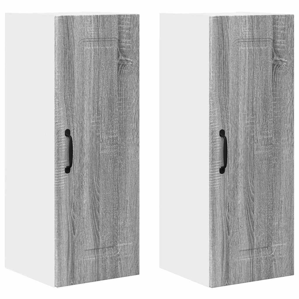Vægskab til køkken med hylde 2 pcs Grå Sonoma 30 x 31 x 80 cm
