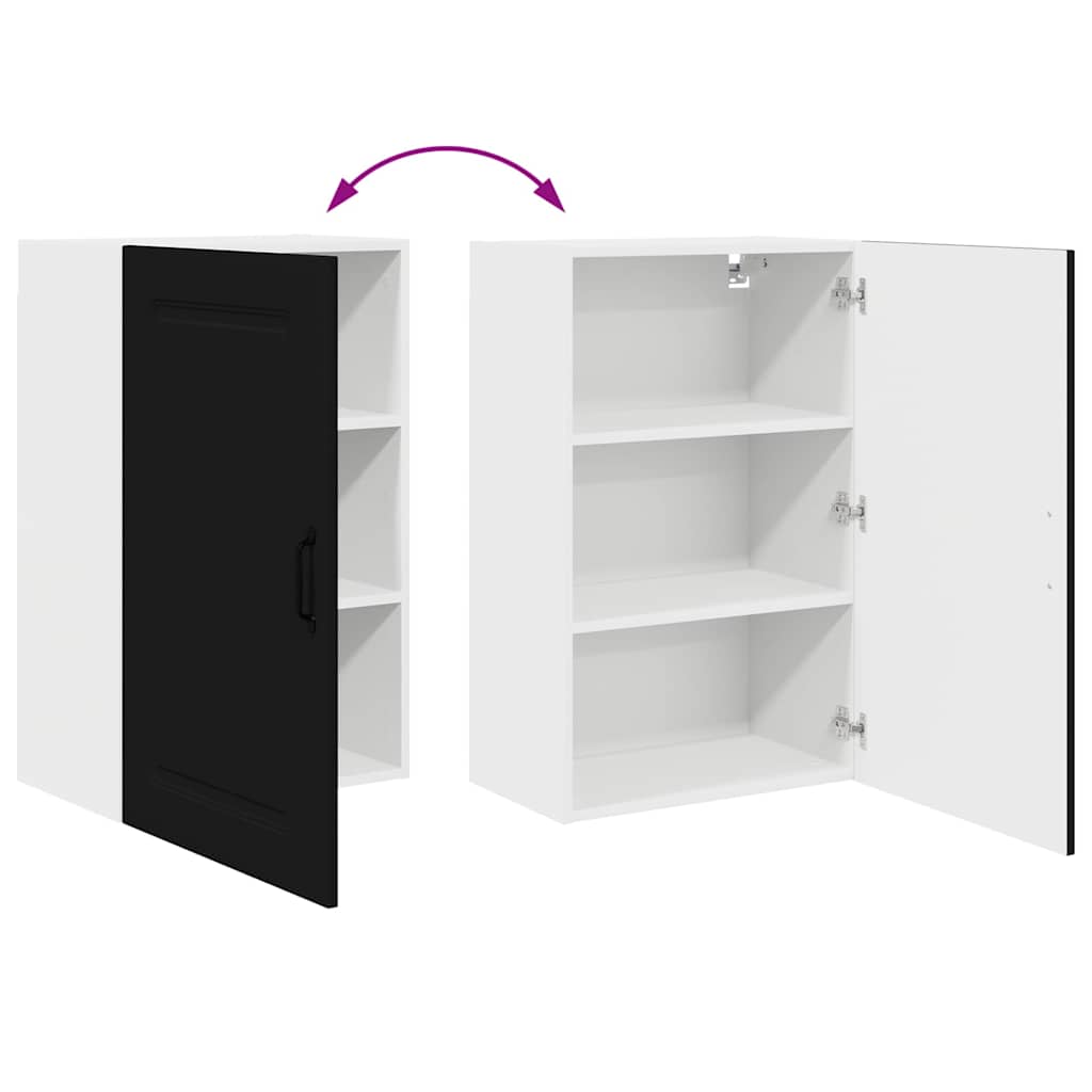 Vægskab til køkken med dør Sort 50 x 31 x 80 cm Konstrueret træ