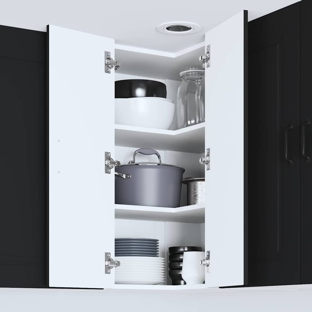 Vægskab til køkken med dør Sort 57 x 57 x 80 cm Konstrueret træ