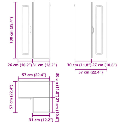 Panel til opvaskemaskine Kalmar Brun eg 57 x 57 x 100 cm