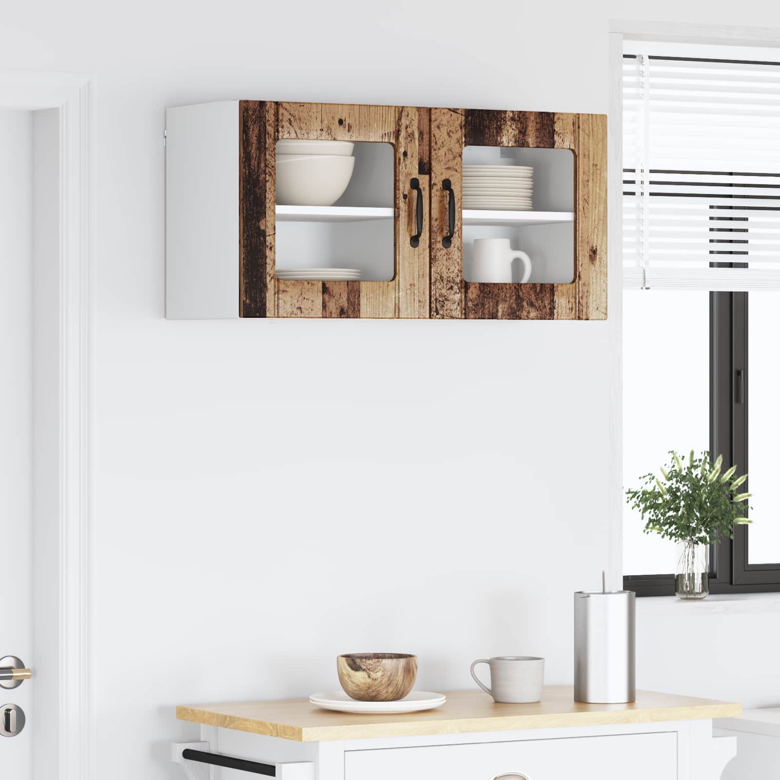 Væglågskab LUCCA 2 pcs Gammelt træ 40 x 31 x 40 cm