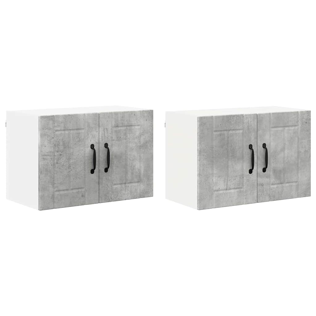 Køkkenvægskabe 2 pcs Beton Grå 60 x 31 x 40 cm Konstrueret træ