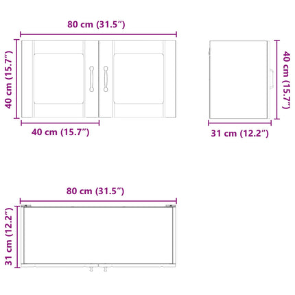 Væglågskab LUCCA Sort eg 80 x 31 x 40 cm Konstrueret træ