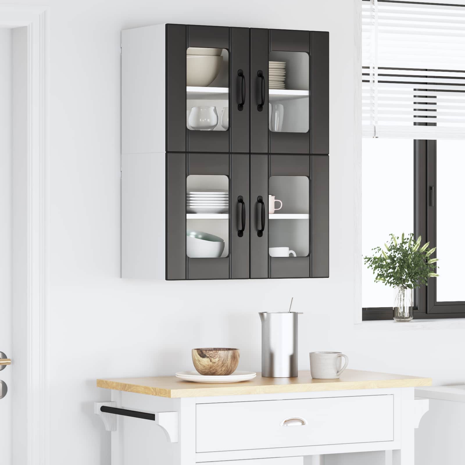 Væglågskab LUCCA 2 pcs Sort 60 x 31 x 40 cm Konstrueret træ