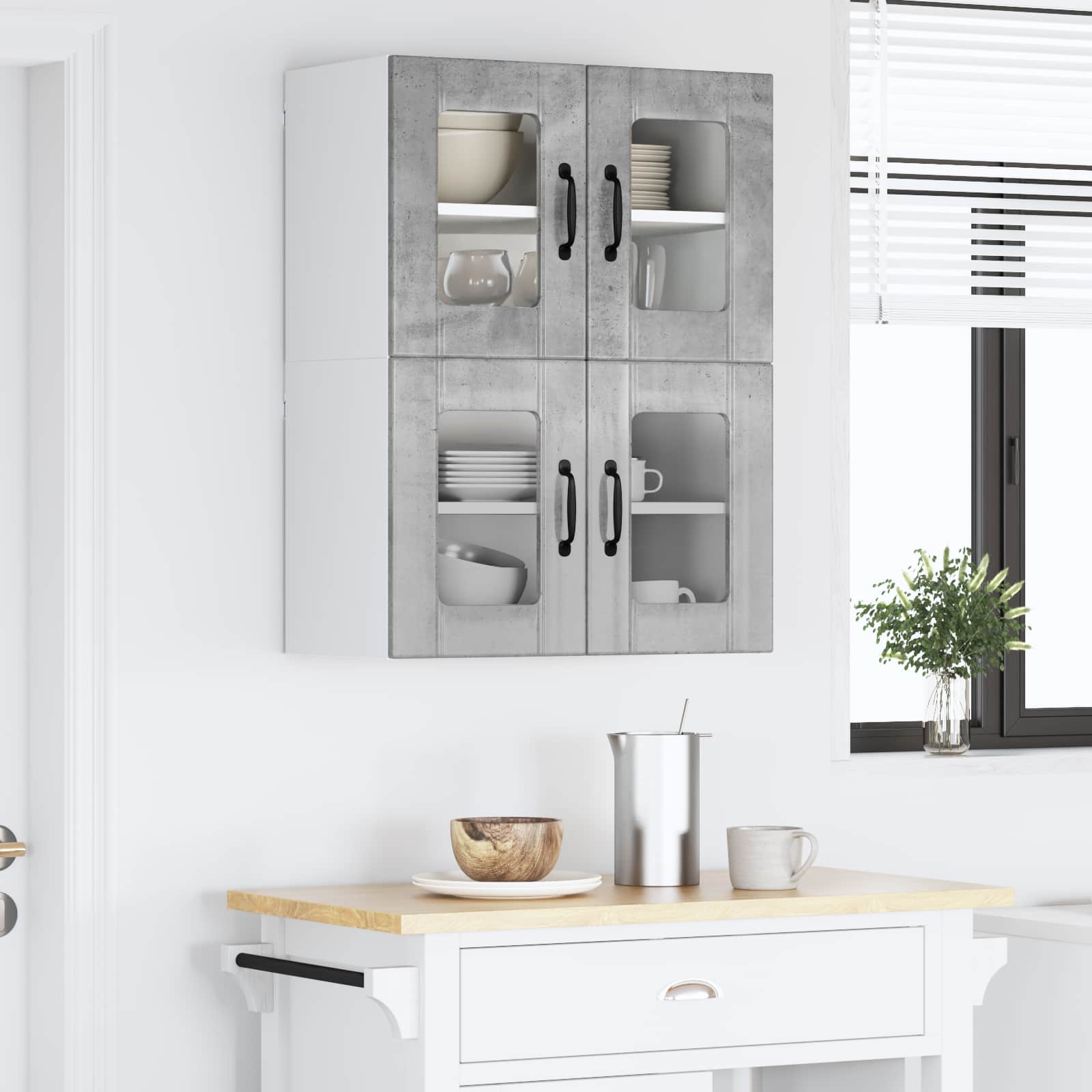 Væglågskab LUCCA 2 pcs Betongrå 60 x 31 x 40 cm Konstrueret træ