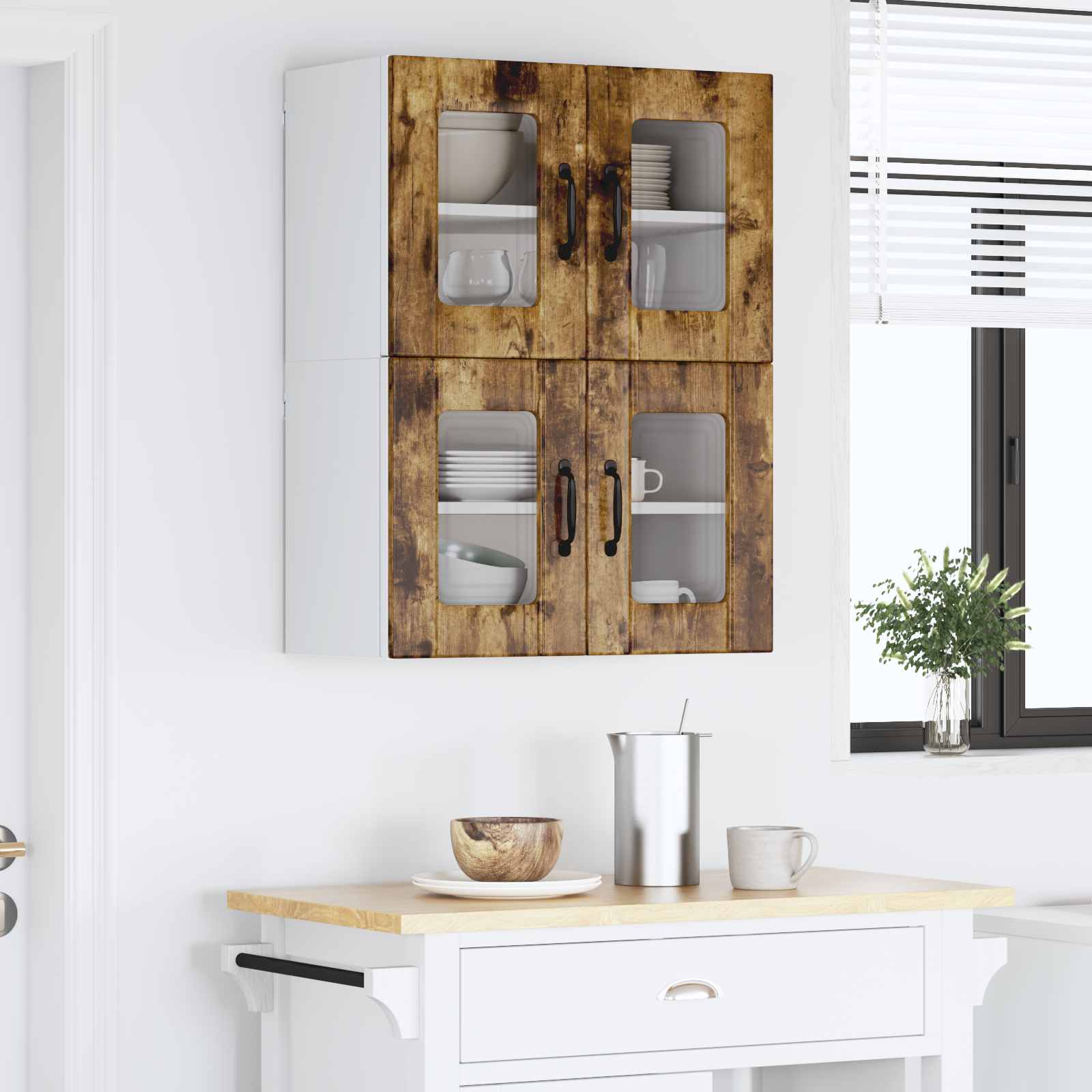 Væglågskab LUCCA 2 pcs Røget eg 60 x 31 x 40 cm Konstrueret træ