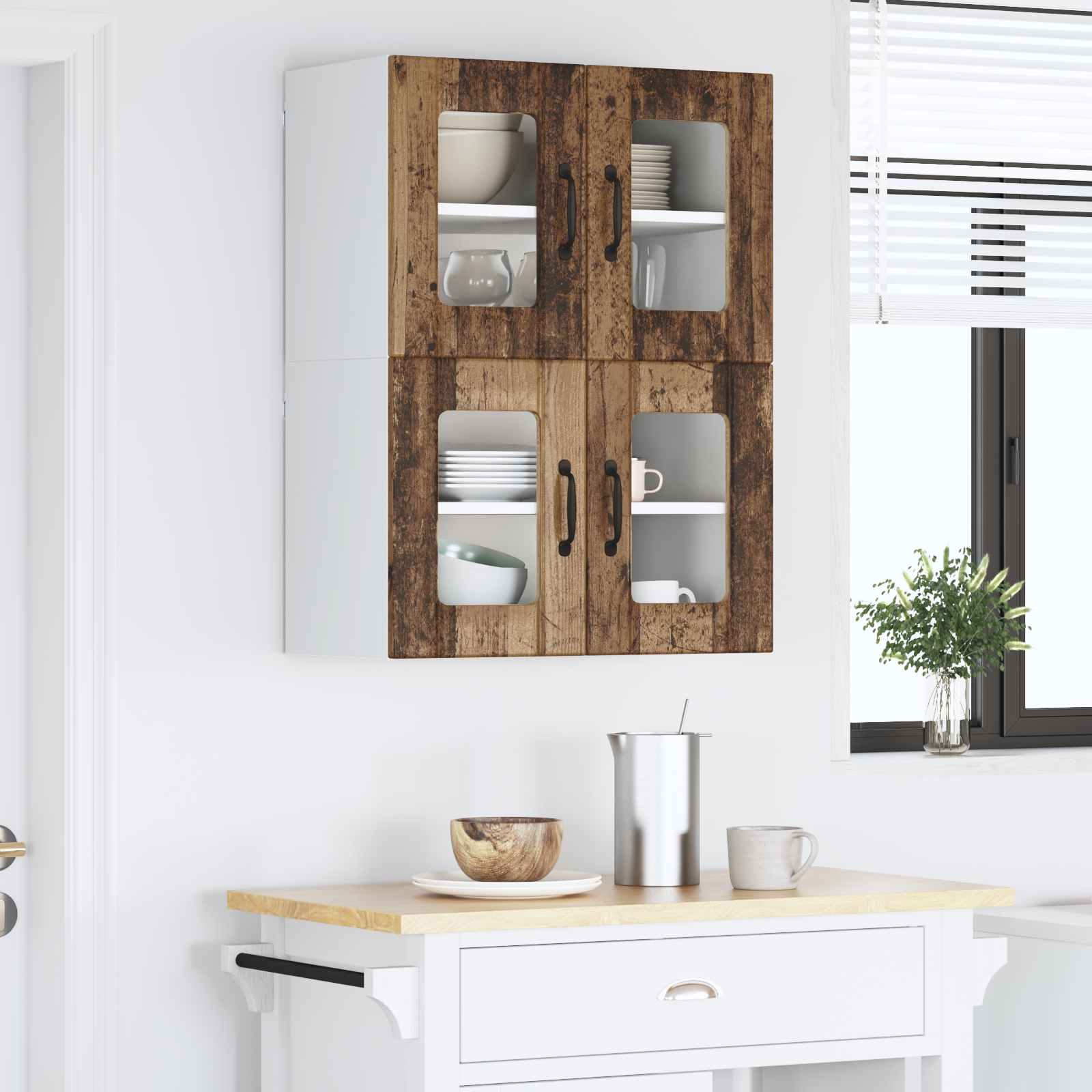 Væglågskab LUCCA 2 pcs Gammelt træ 60 x 31 x 40 cm