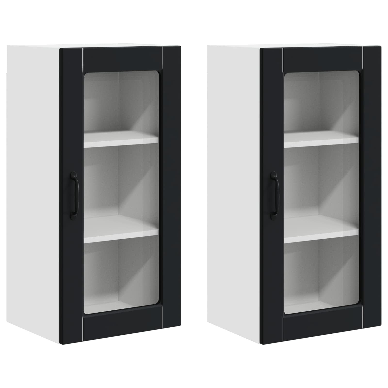 Væglågskab LUCCA 2 pcs Sort 40 x 31 x 80 cm Konstrueret træ