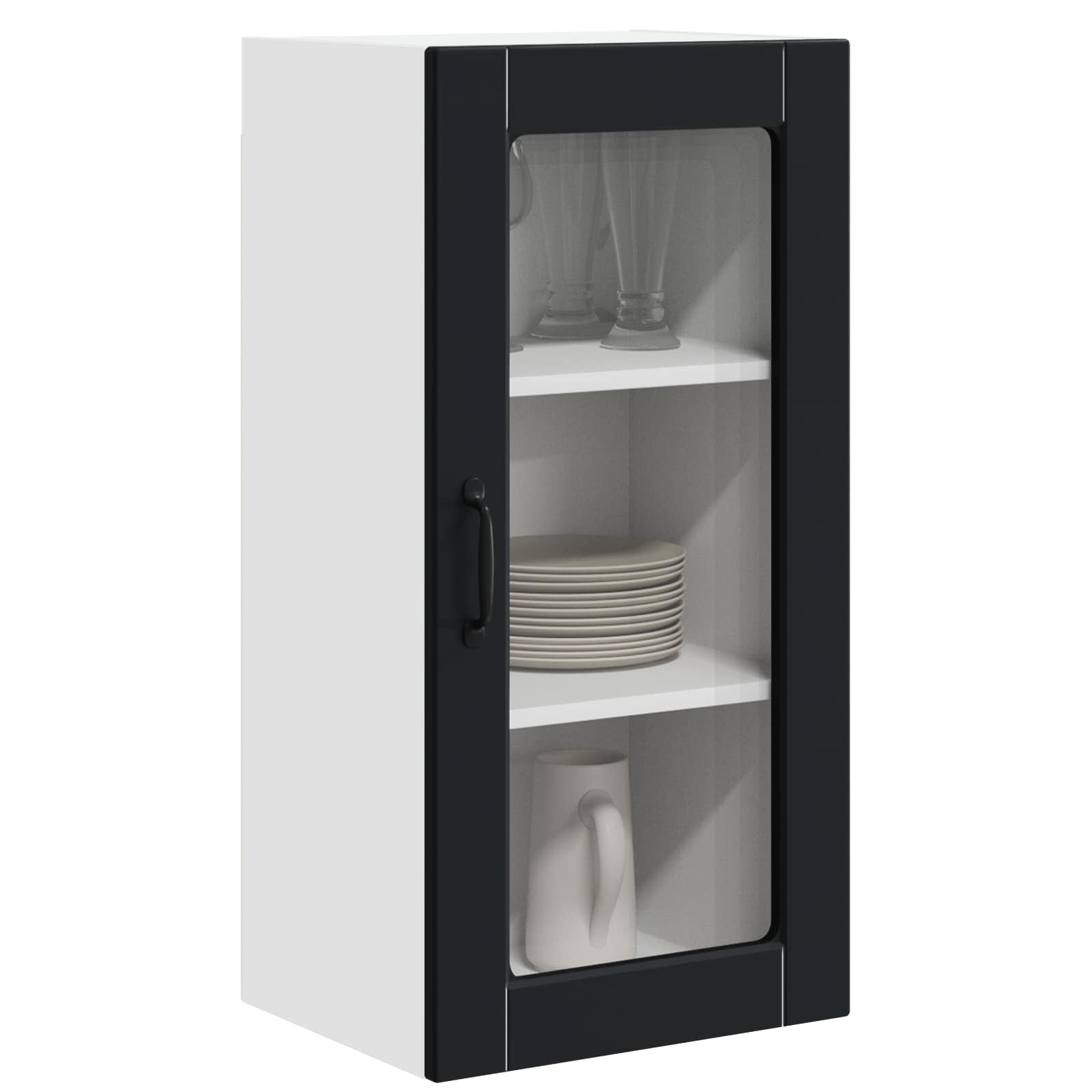 Væglågskab LUCCA 2 pcs Sort 40 x 31 x 80 cm Konstrueret træ