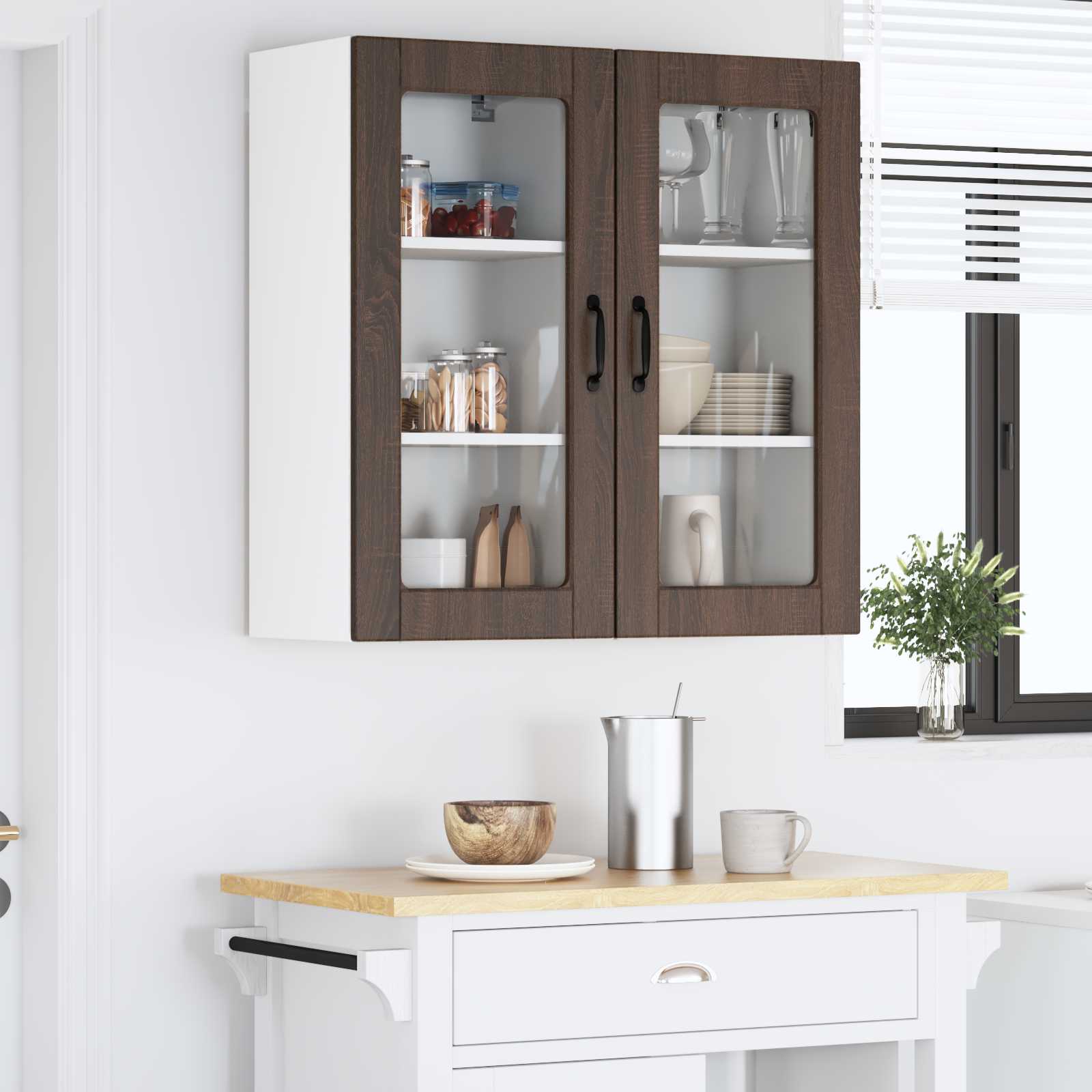 Væglågskab LUCCA 2 pcs Brunt eg 40 x 31 x 80 cm Konstrueret træ