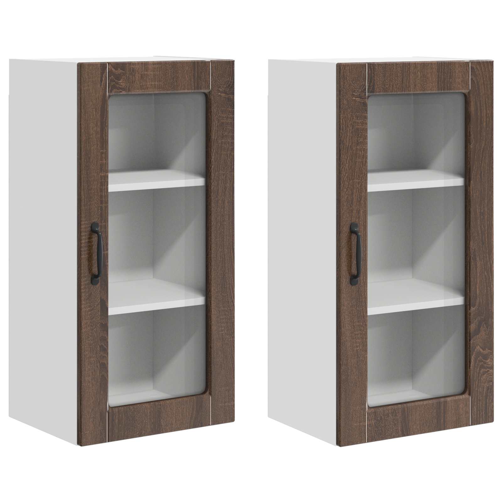 Væglågskab LUCCA 2 pcs Brunt eg 40 x 31 x 80 cm Konstrueret træ