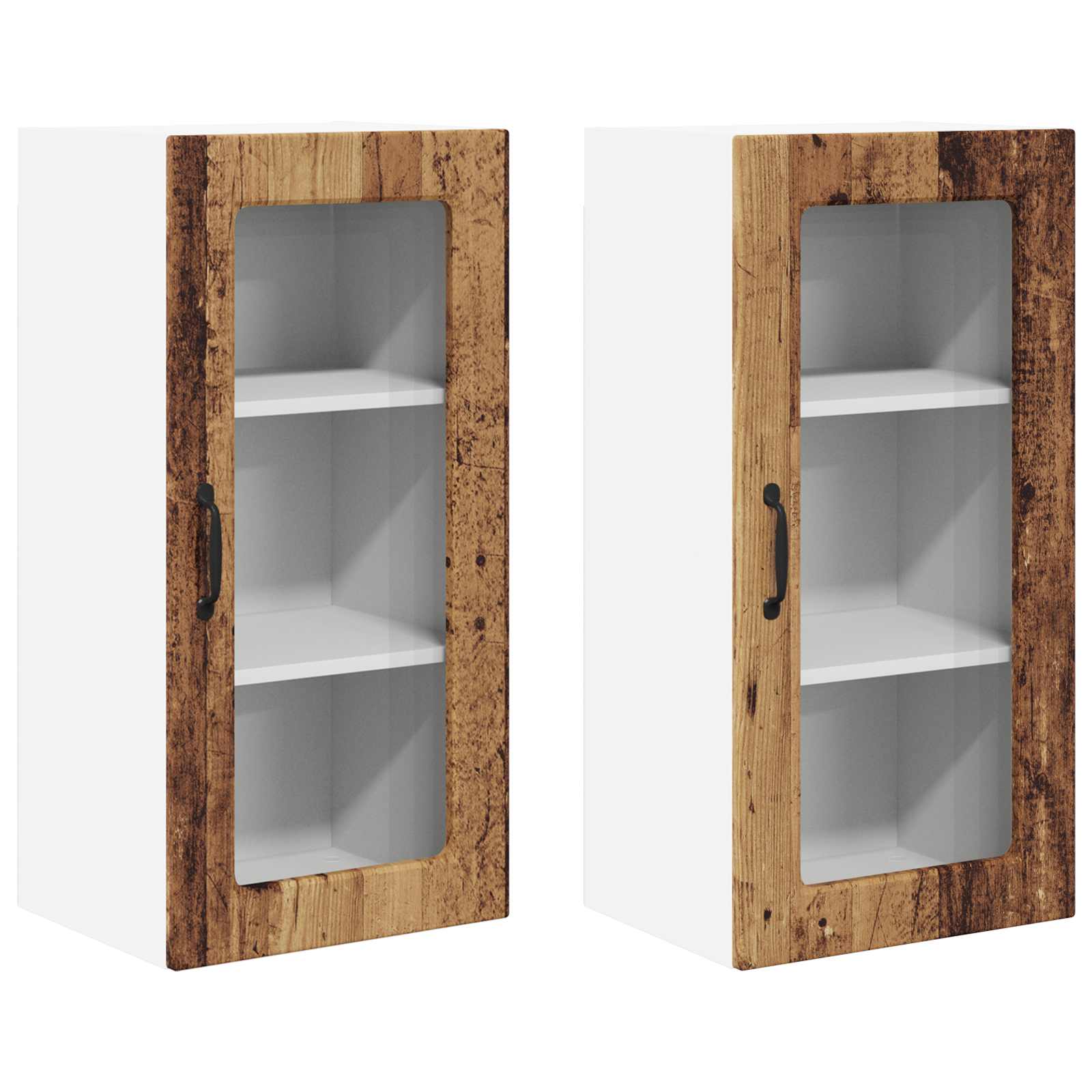 Væglågskab LUCCA 2 pcs Gammelt træ 40 x 31 x 80 cm