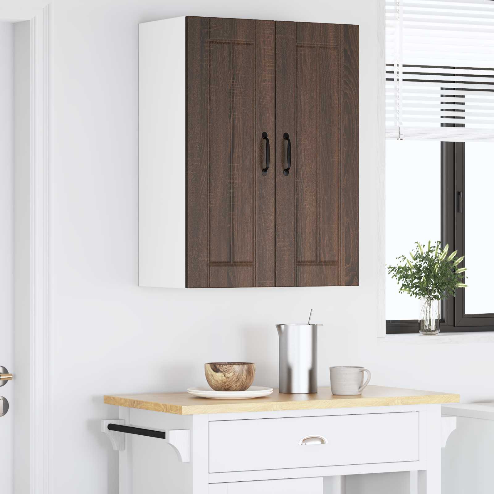 Vægskab LUCCA 2 pcs Brunt eg 30 x 31 x 80 cm Konstrueret træ