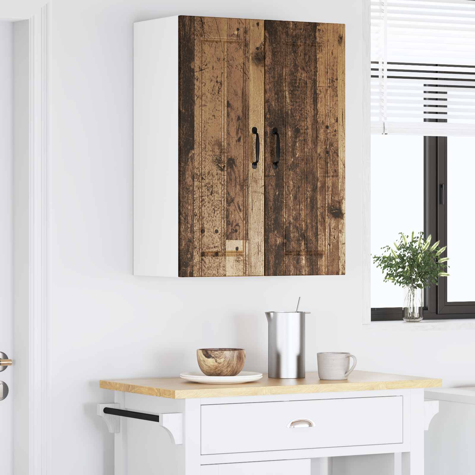 Vægskab LUCCA 2 pcs Gammelt træ 30 x 31 x 80 cm Konstrueret træ