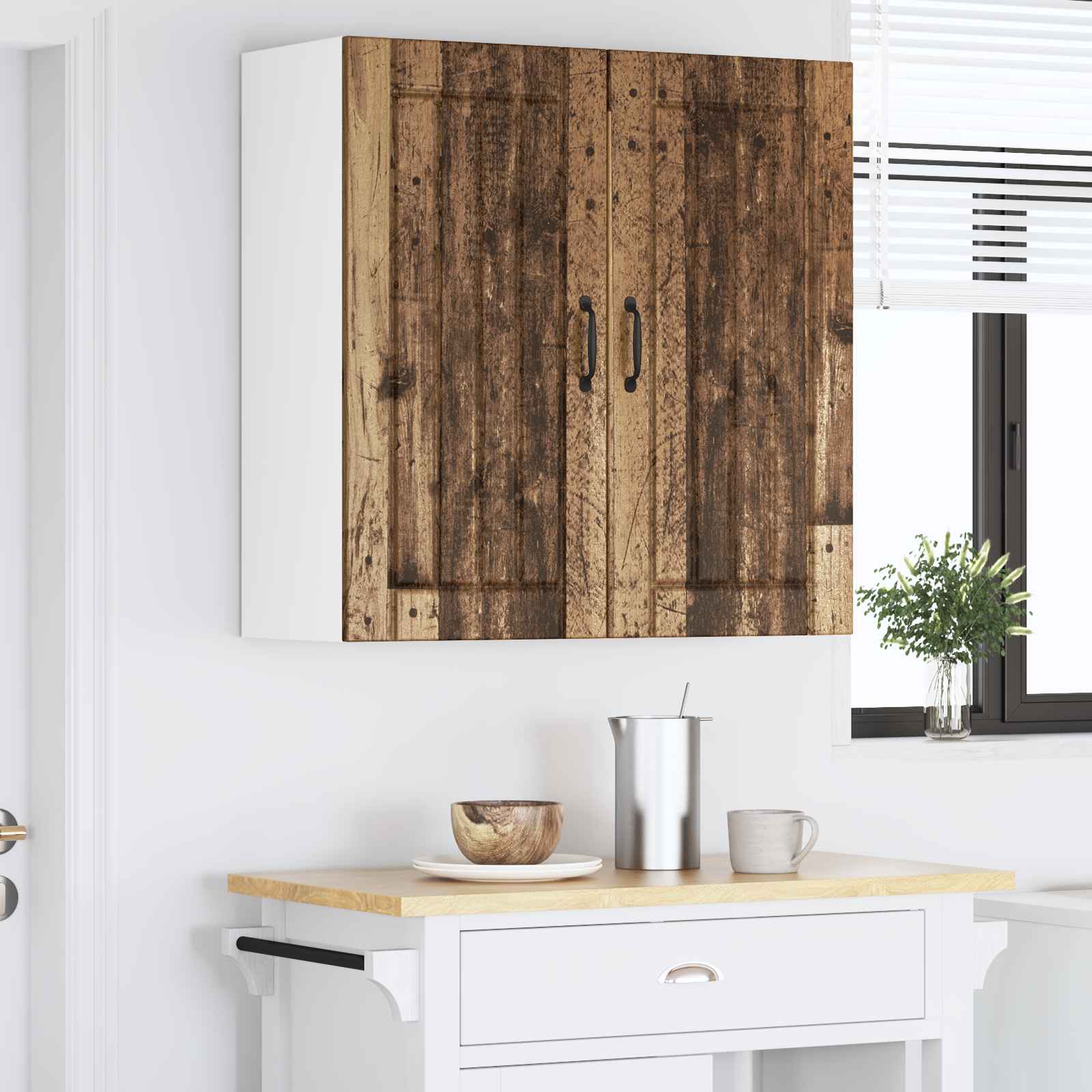 Vægskab LUCCA Gammelt træ 80 x 31 x 80 cm Konstrueret træ