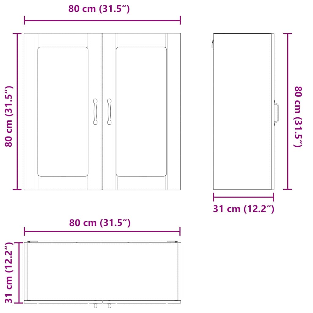 Væglågskab LUCCA Brunt eg 80 x 31 x 80 cm Konstrueret træ