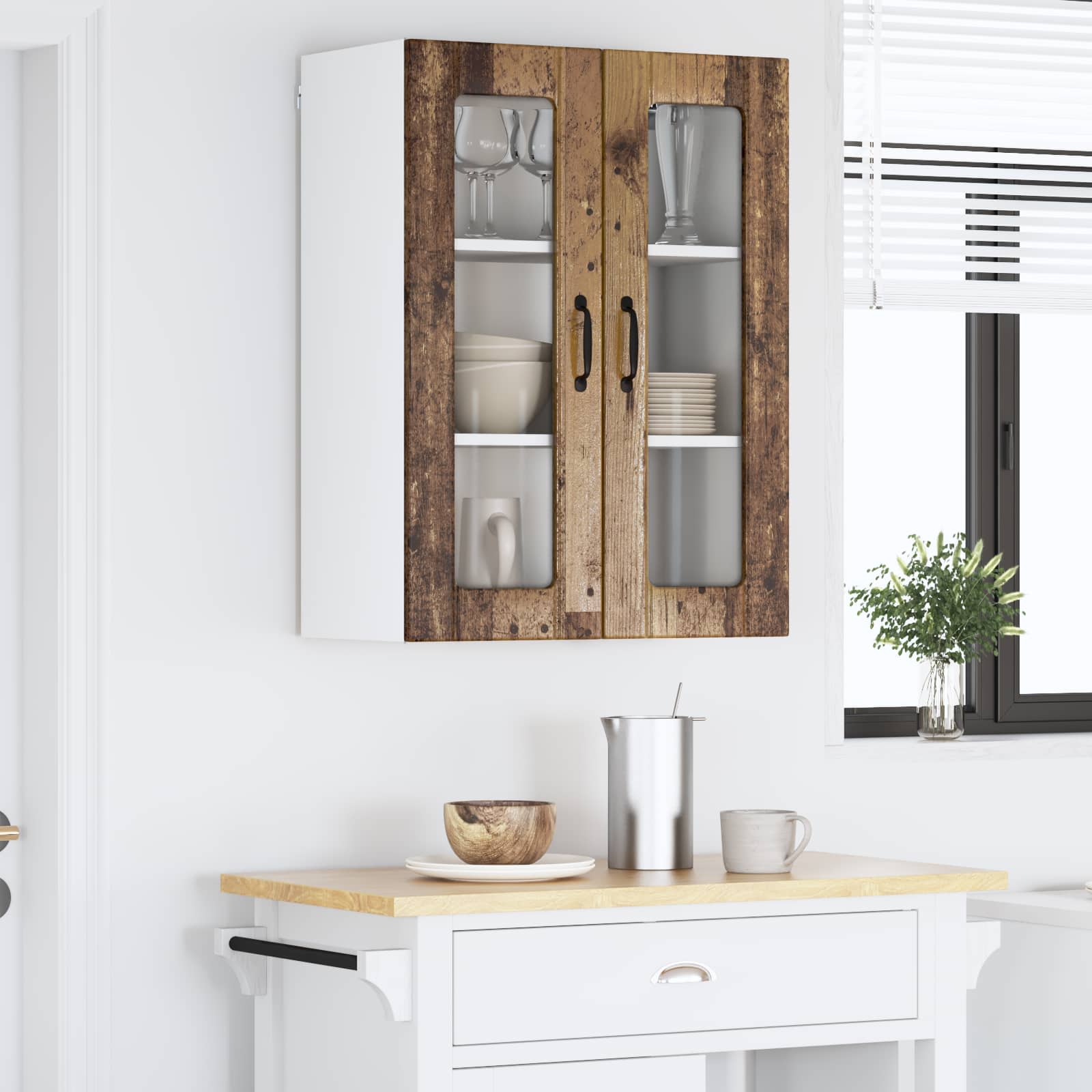Væglågskab LUCCA Gammelt træ 60 x 31 x 80 cm Konstrueret træ